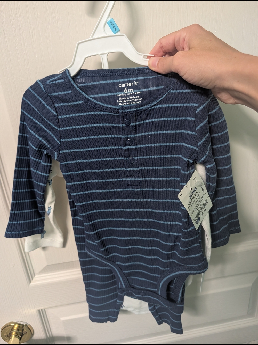 Carter's Navy & Light Blue Striped Long-Sleeve Baby Bodysuit
